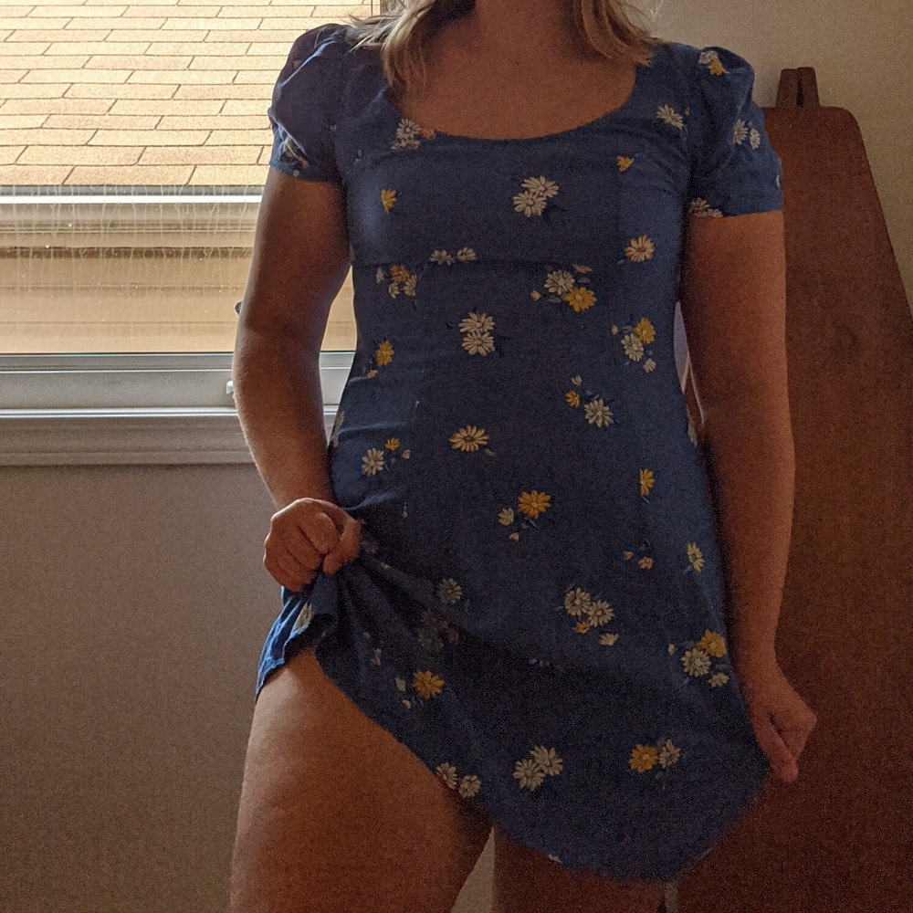 Cornflower blue babydoll dress